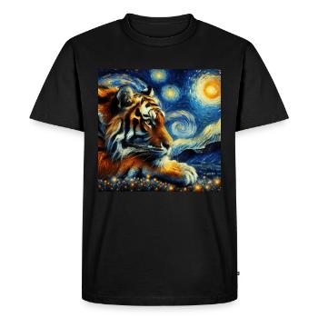 Sumatra Tiger Starry Night - Men's Premium Organic T-Shirt - black - Front - Nico (187cm)
