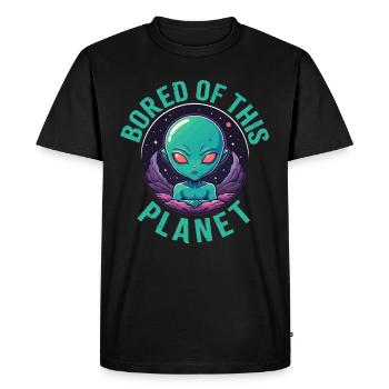 Marre de cette planète. - T-shirt Premium bio Homme - noir - Devant - Nico (187cm)