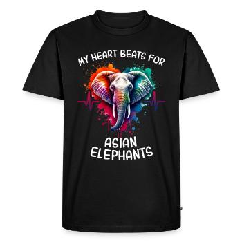 Ligne de cœur d’éléphant d’Asie - T-shirt Premium bio Homme - noir - Devant - Nico (187cm)