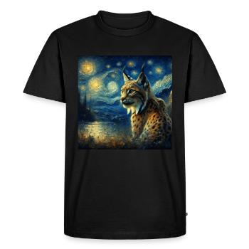 Lynx ibérique Nuit étoilée - T-shirt Premium bio Homme - noir - Devant - Nico (187cm)