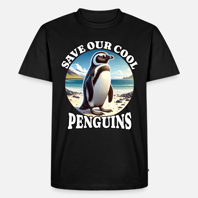 Save Pinguin - Männer Premium Bio T-Shirt - Schwarz