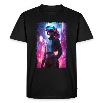 Cyberpunk VR Girl - Futuristic Virtual Reality - Men's Premium Organic T-Shirt - black - Front - Nico (187cm)