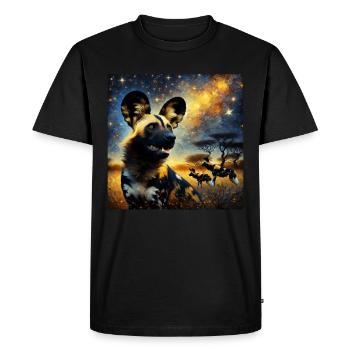 Chien sauvage africain Nuit étoilée - T-shirt Premium bio Homme - noir - Devant - Nico (187cm)