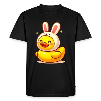 Canard lapin, canard en caoutchouc jaune et canard en caoutchouc - T-shirt Premium bio Homme - noir - Devant - Nico (187cm)