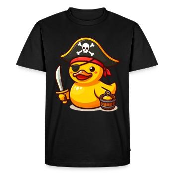 Pirate Duck, Yellow Rubber Duck & Rubber Duck - Men's Premium Organic T-Shirt - black - Front - Nico (187cm)