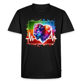 Bison Prairie Bison ECG - Men's Premium Organic T-Shirt - black - Front - Nico (187cm)