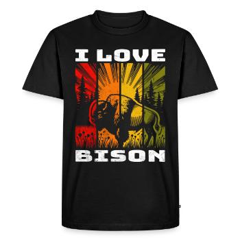 Bison des prairies Bison Bison des prairies - T-shirt Premium bio Homme - noir - Devant - Nico (187cm)