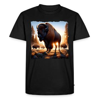 Bison Prairie Bison - Men's Premium Organic T-Shirt - black - Front - Nico (187cm)