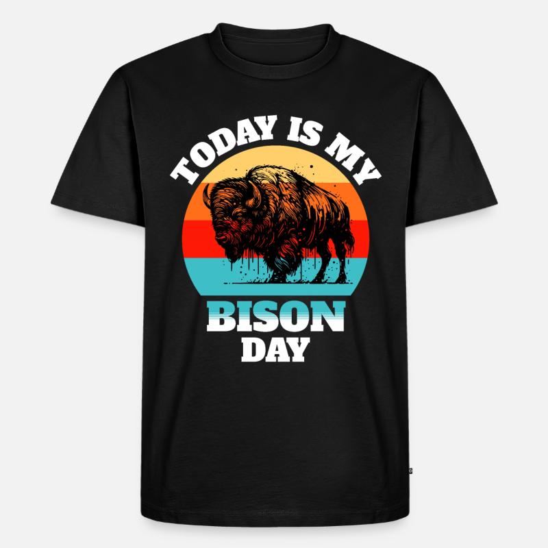 Büffel Bison - Männer Premium Bio T-Shirt - Schwarz