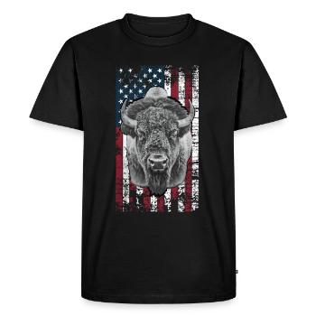 Bison États-Unis - T-shirt Premium bio Homme - noir - Devant - Nico (187cm)