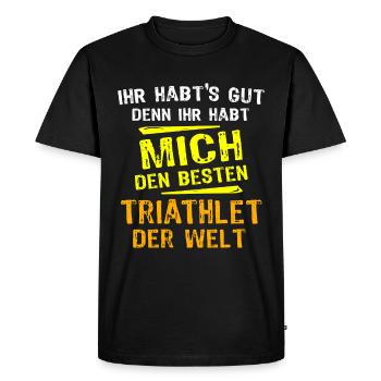 Cadeau triathlète - T-shirt Premium bio Homme - noir - Devant - Nico (187cm)