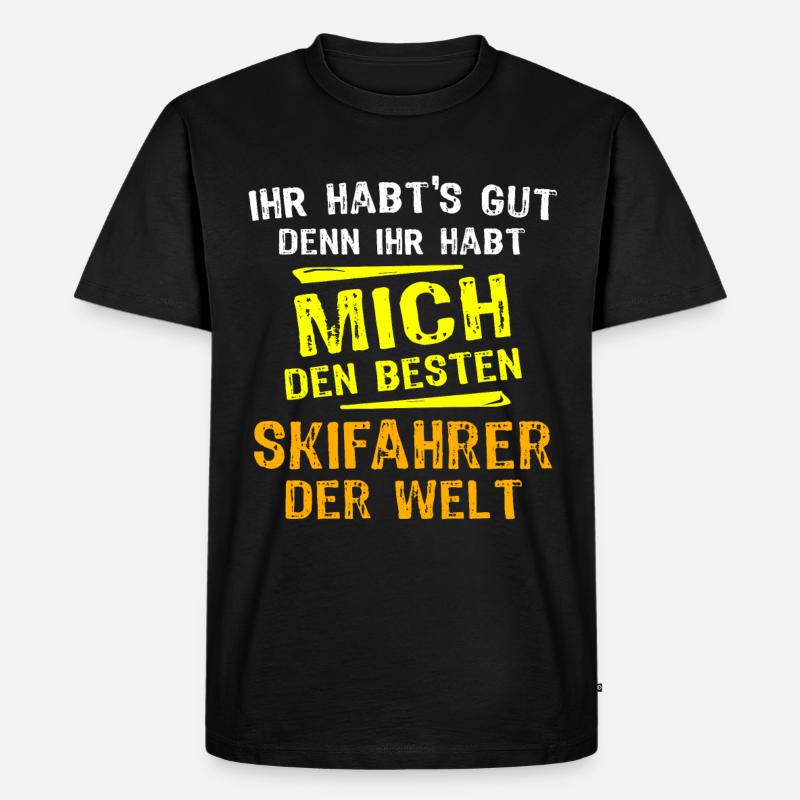 Skifahrer Geschenk - Männer Premium Bio T-Shirt - Schwarz