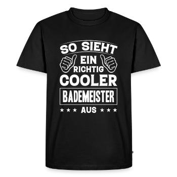 So Sieht Ein Richtig Cooler Bademeister Aus - Männer Premium Bio T-Shirt - Schwarz - Vorne - Nico (187cm)