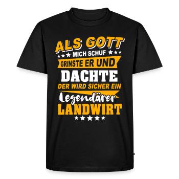 Farmer Sayings - Men's Premium Organic T-Shirt - black - Front - Nico (187cm)