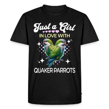 Moine Perruche Fille Quaker Perroquet - T-shirt Premium bio Homme - noir - Devant - Nico (187cm)