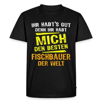 Fish Farmer Gift - Men's Premium Organic T-Shirt - black - Front - Nico (187cm)