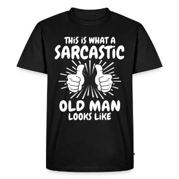 Vieil homme sarcastique - T-shirt Premium bio Homme - noir - Devant - Nico (187cm)