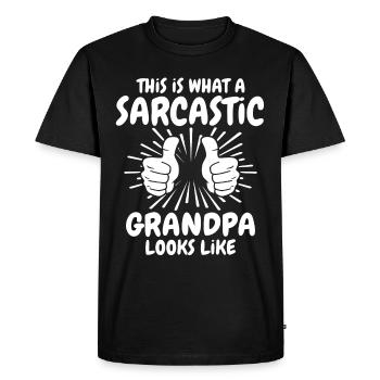Sarcastic Grandpa - Men's Premium Organic T-Shirt - black - Front - Nico (187cm)
