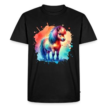 Icelandic Motif Pony Island Horse - Men's Premium Organic T-Shirt - black - Front - Nico (187cm)