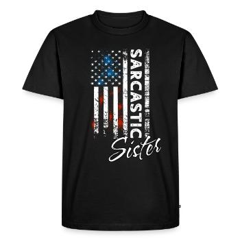 Sarcastic Sister - Men's Premium Organic T-Shirt - black - Front - Nico (187cm)