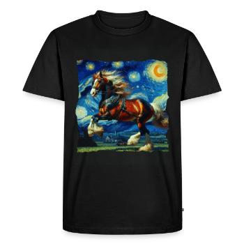 Shire Horse Starry Night - Men's Premium Organic T-Shirt - black - Front - Nico (187cm)