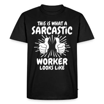 Ouvrier sarcastique - T-shirt Premium bio Homme - noir - Devant - Nico (187cm)