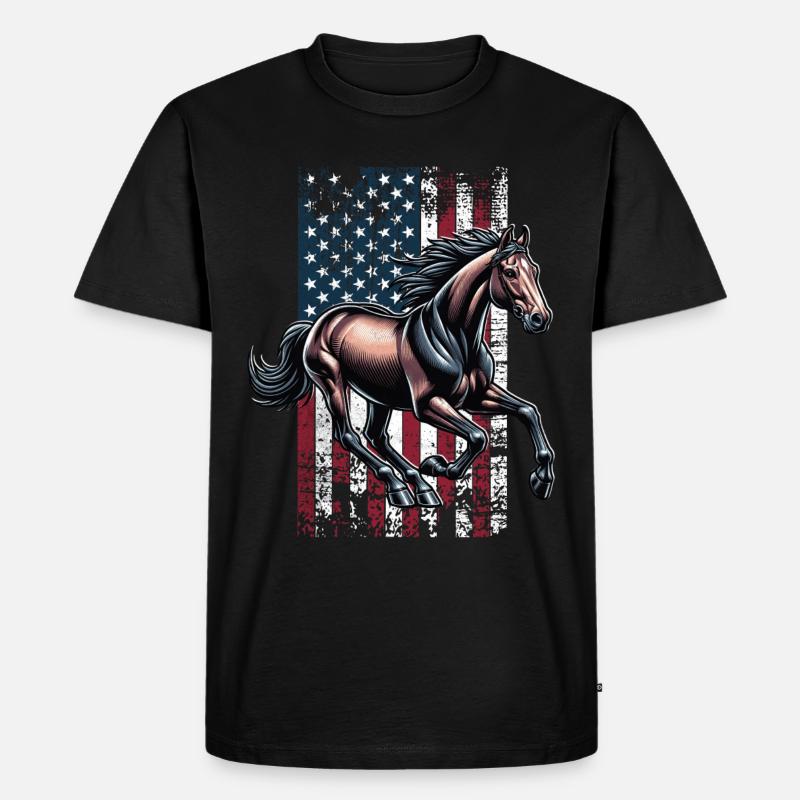 Irish Draught US Irisches Zugpferd - Männer Premium Bio T-Shirt - Schwarz