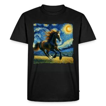Cheval de trait irlandais Nuit étoilée - T-shirt Premium bio Homme - noir - Devant - Nico (187cm)