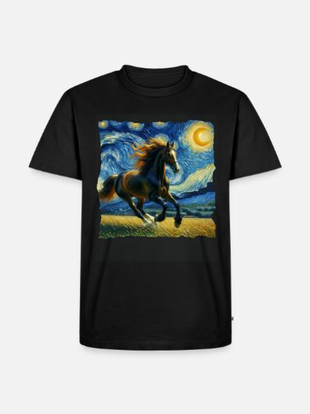 Irisches Zugpferd Starry Night - Männer Premium Bio T-Shirt - Schwarz