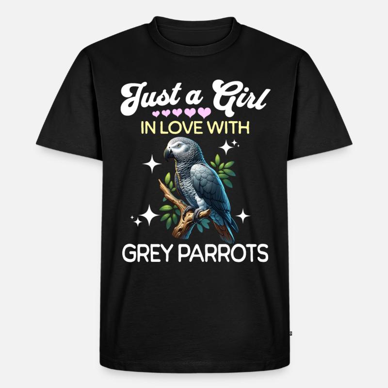 Graupapagei Mädchen Grey Parrot - Männer Premium Bio T-Shirt - Schwarz