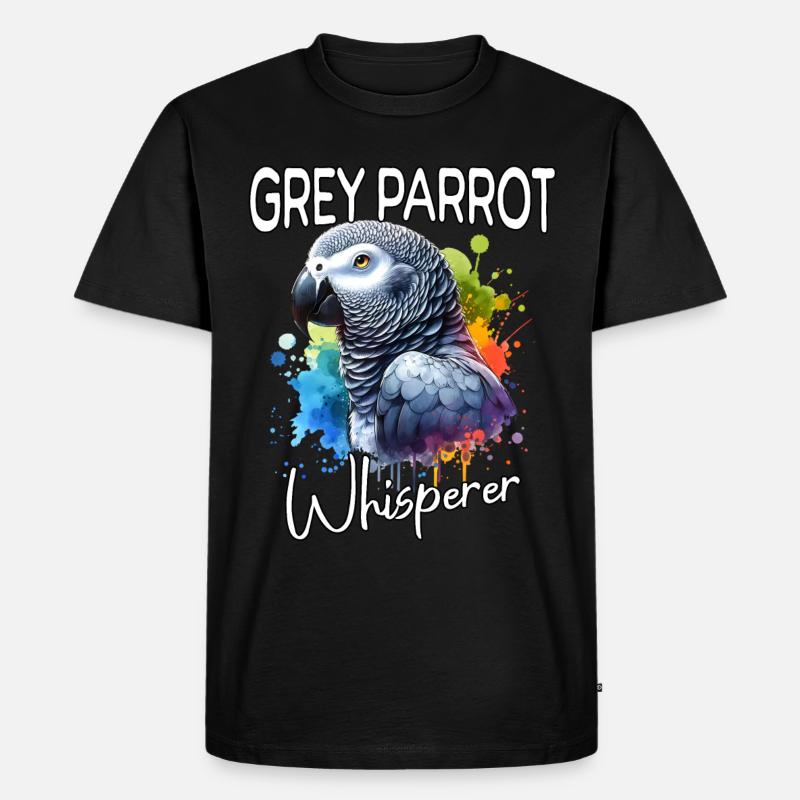 Graupapagei Flüsterer - Männer Premium Bio T-Shirt - Schwarz