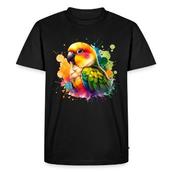 Yellow-headed Parakeet Motif - Men's Premium Organic T-Shirt - black - Front - Nico (187cm)