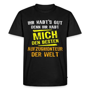 Elevator Technician Gift - Men's Premium Organic T-Shirt - black - Front - Nico (187cm)