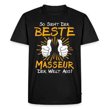 Idée cadeau masseur - T-shirt Premium bio Homme - noir - Devant - Nico (187cm)