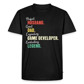 Papa développeur de jeux - T-shirt Premium bio Homme - noir - Devant - Nico (187cm)