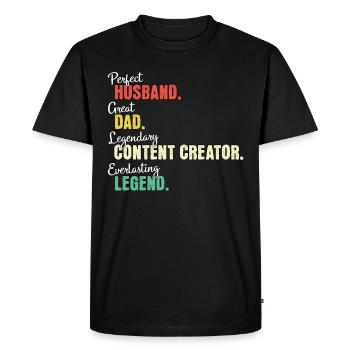 Content Creator Dad - Men's Premium Organic T-Shirt - black - Front - Nico (187cm)