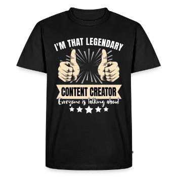Legendary Content Creator - Men's Premium Organic T-Shirt - black - Front - Nico (187cm)