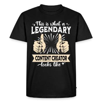 Legendary Content Creator - Men's Premium Organic T-Shirt - black - Front - Nico (187cm)