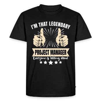 Chef de projet légendaire - T-shirt Premium bio Homme - noir - Devant - Nico (187cm)