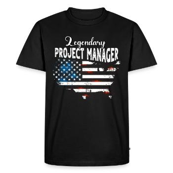 Chef de projet US - T-shirt Premium bio Homme - noir - Devant - Nico (187cm)