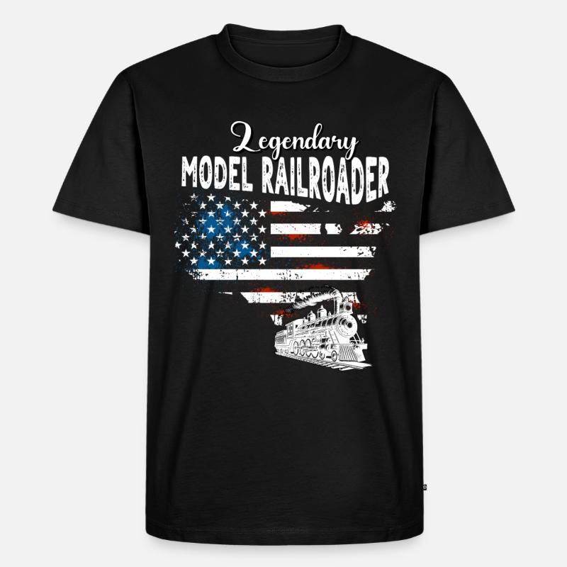 Modelleisenbahner US - Männer Premium Bio T-Shirt - Schwarz