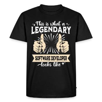 Développeur de logiciels légendaire - T-shirt Premium bio Homme - noir - Devant - Nico (187cm)