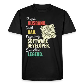 Software Developer Dad - Men's Premium Organic T-Shirt - black - Front - Nico (187cm)