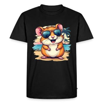 Souris sur la plage, art numérique coloré - T-shirt Premium bio Homme - noir - Devant - Nico (187cm)
