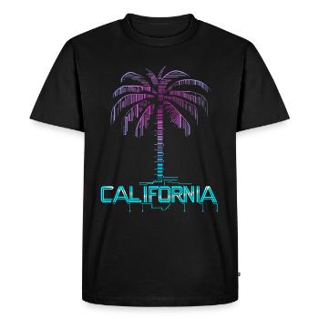 California neon palm tree - Men's Premium Organic T-Shirt - black - Front - Nico (187cm)