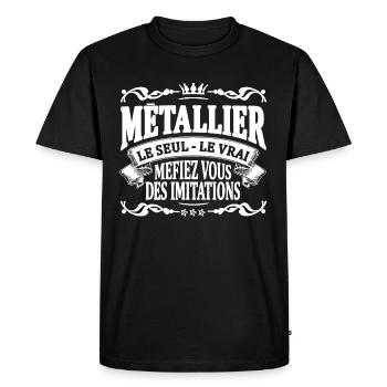 métallier le seul le vrai - T-shirt Premium bio Homme - noir - Devant - Nico (187cm)