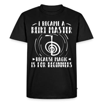 Reiki, l’énergie curative | Attention Japon Idée cadeau - T-shirt Premium bio Homme - noir - Devant - Nico (187cm)