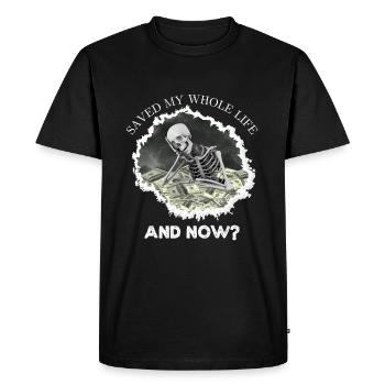Skelett, m’a sauvé toute la vie – et maintenant ? - T-shirt Premium bio Homme - noir - Devant - Nico (187cm)
