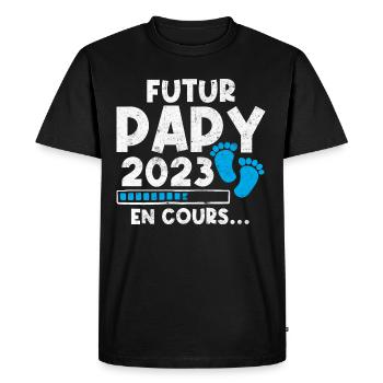 Futur Papy 2023 En Cours - T-shirt Premium bio Homme - noir - Devant - Nico (187cm)
