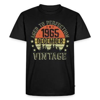 Cadeau Anniversaire Rétro - Nées En Décembre 1965 - T-shirt Premium bio Homme - noir - Devant - Nico (187cm)